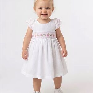 Bonnie Baby White & Pink Embroidered Dress (size 6-9 months)